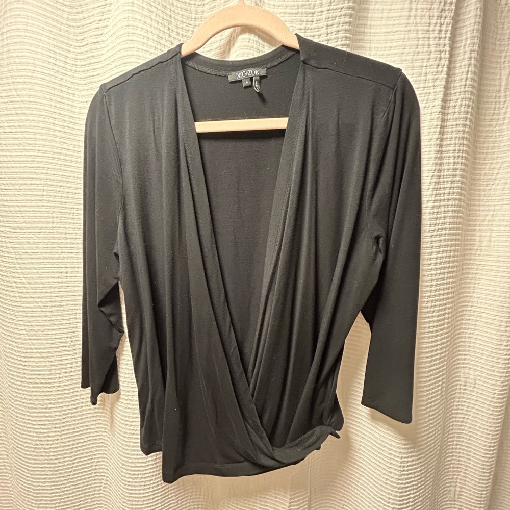NIC+ZOE Women's Charcoal Drape Blouse